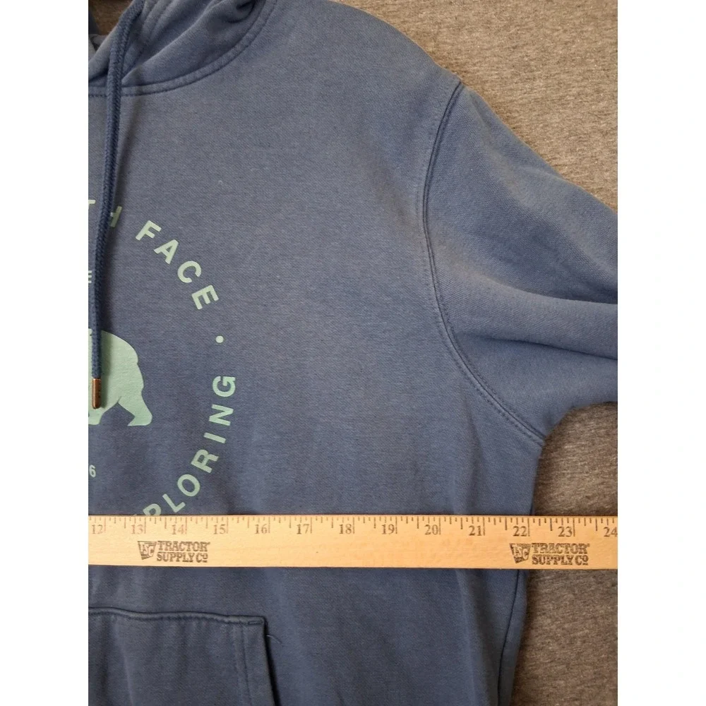 The North Face Mens Sweatshirt L Blue Hoodie Never Stop Exploring Spellout Gorp